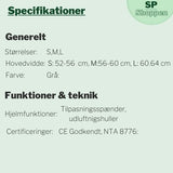 Specifikationer for Cykelhjelmen. Det er lovpligtigt at benytte cykelhjelm når man kører på en Speed pedelec.